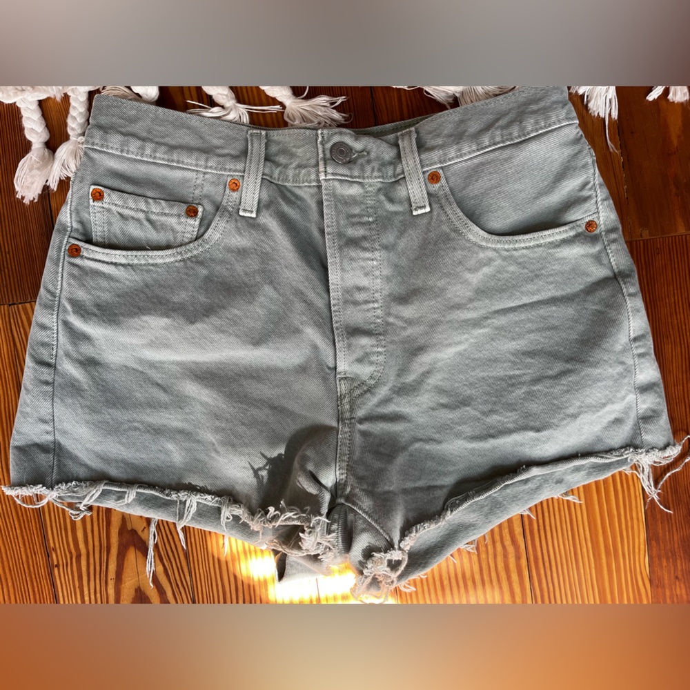 Levi's 501 High-Rise Denim Shorts in Dusty Green